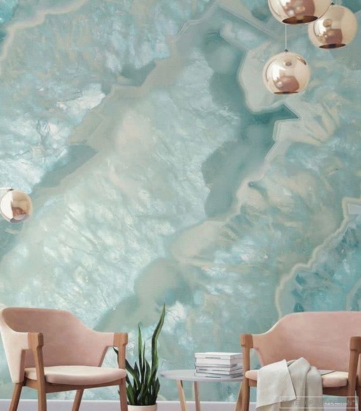Agate wallpaper in the interior of the living room 2018 1