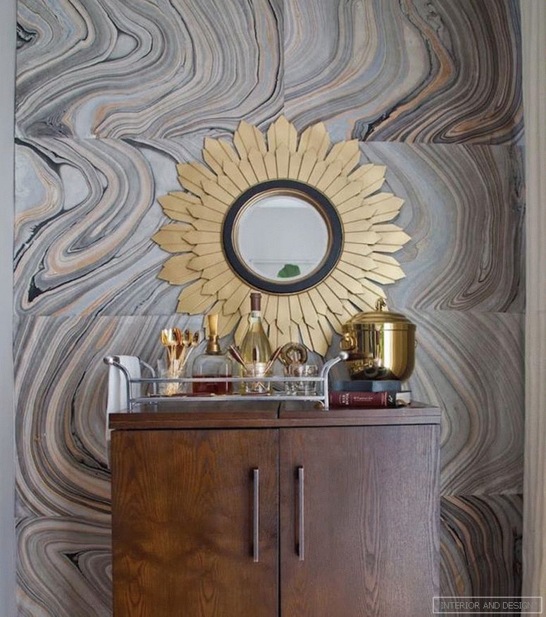 Agate wallpaper in the living room interior 2018 2
