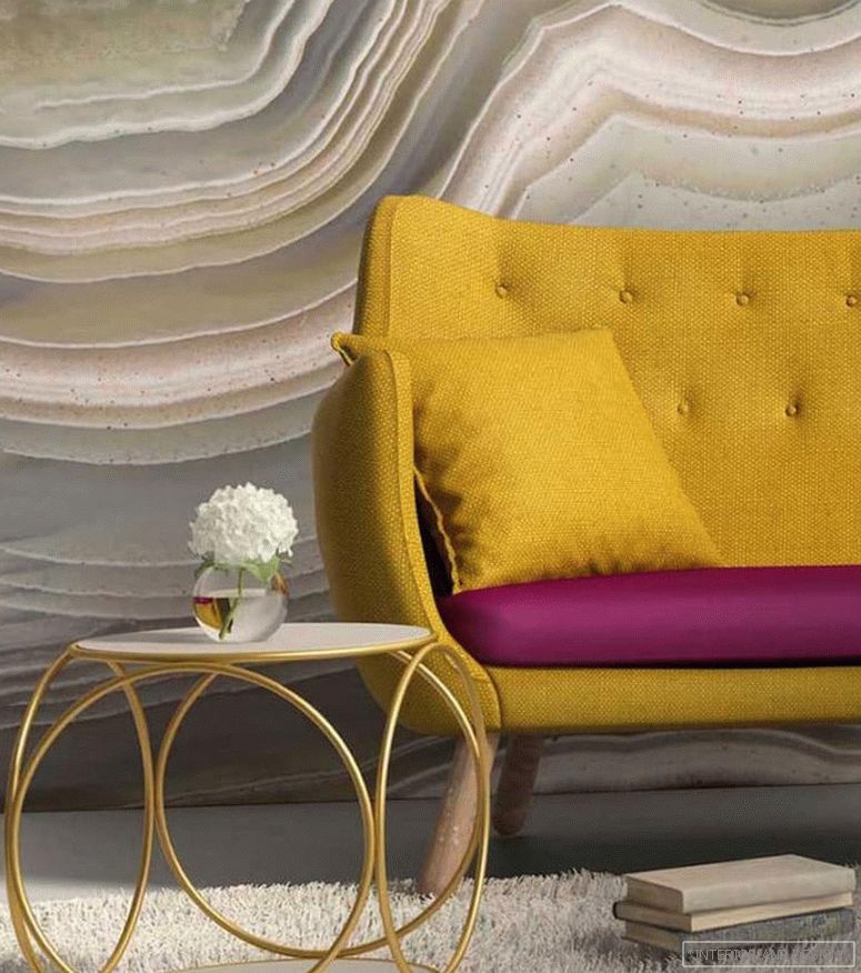 Agate wallpaper in the living room interior 2018 4