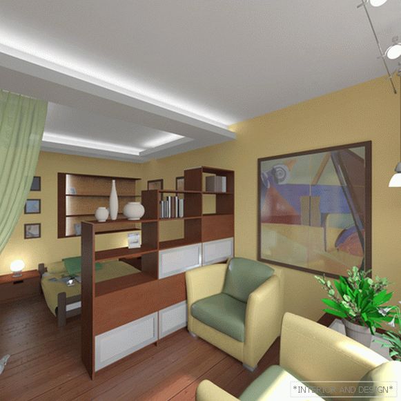 design project of one-room apartment 2
