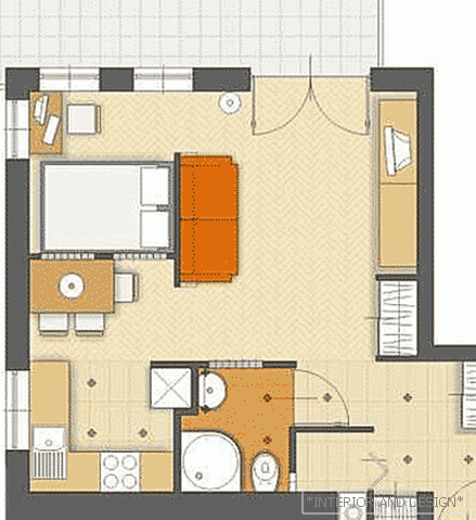 design project of one-room apartment 3