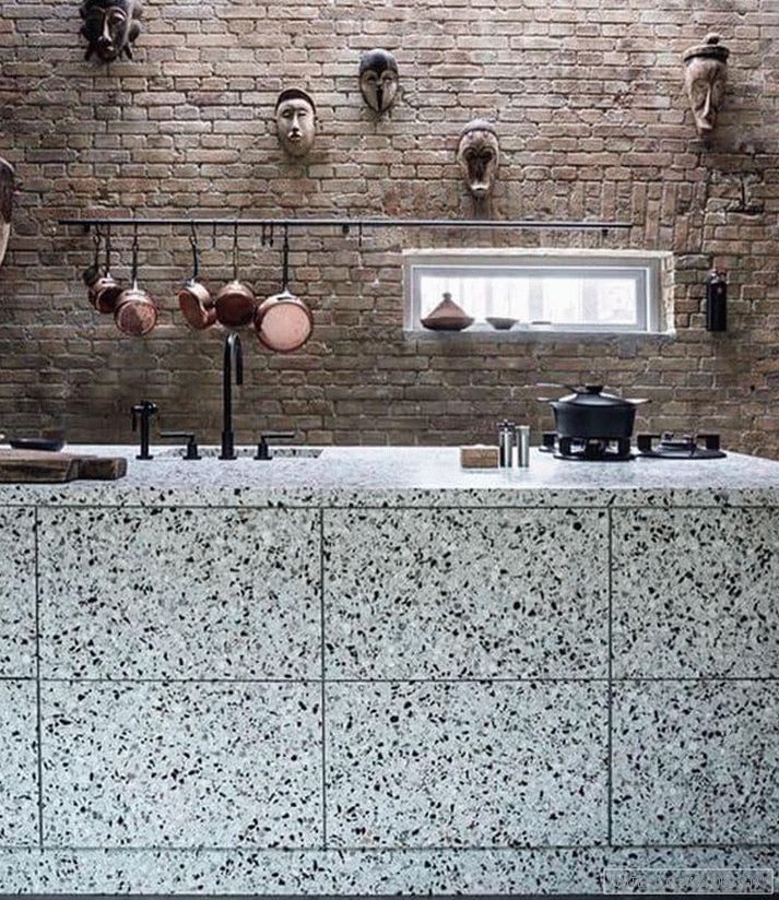 Venetian terrazzo in the interior of the kitchen 2018 4