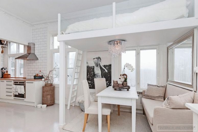 Living room with a bed loft bed