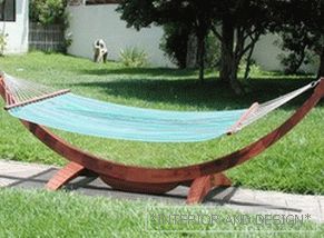 Wooden frame with hammock
