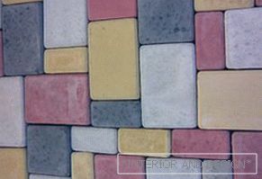 The paving slabs painted in different colors