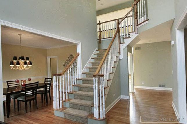 Stairs to the second floor in the American style