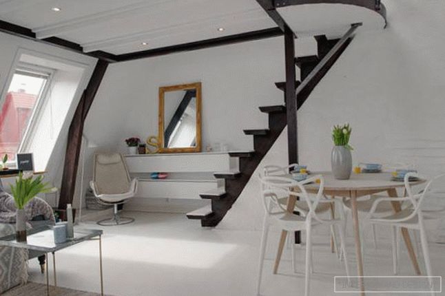 Stairs to the second floor in the loft