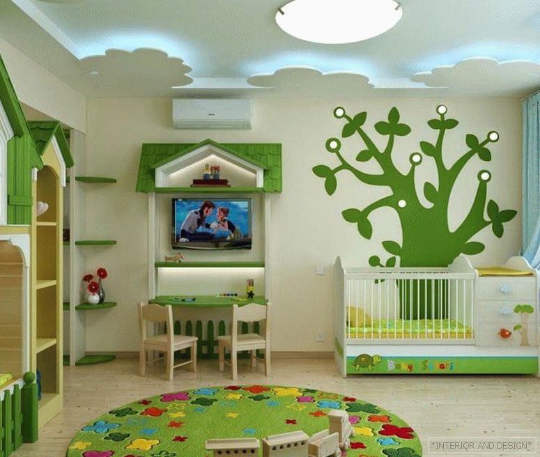 Design ceiling from gypsum plasterboard for nursery 4