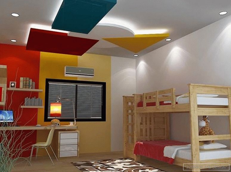 Design ceiling from gypsum plasterboard for nursery 8