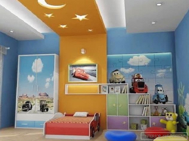 Design ceiling from gypsum plasterboard for nursery 9