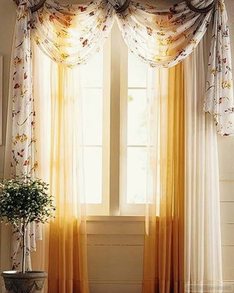 Curtains in the living room with lambrequin 1
