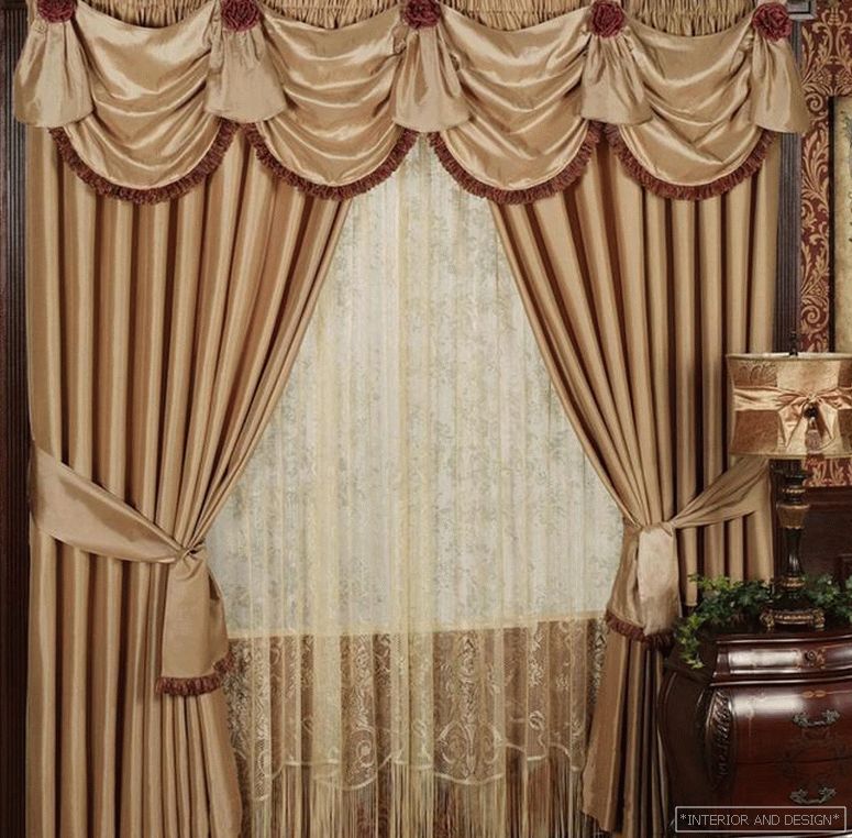 Curtains in the living room with lambrequin 2