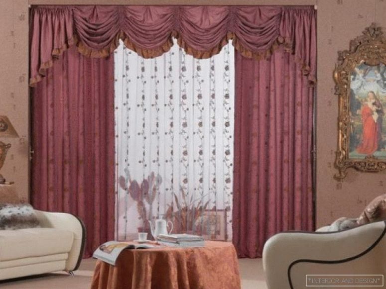 Curtains in the living room with lambrequin 6
