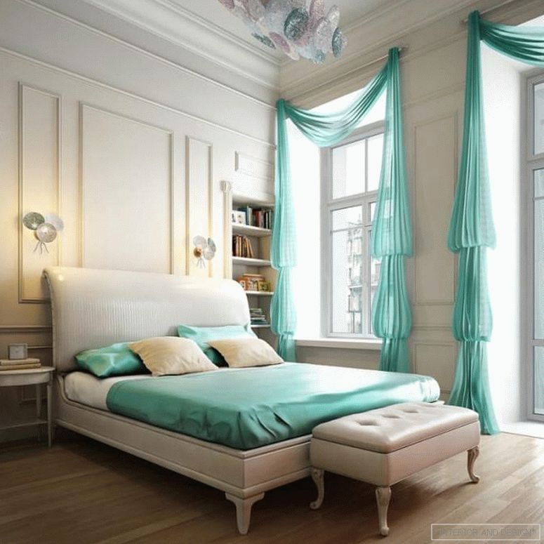 Green curtains для спальни 10